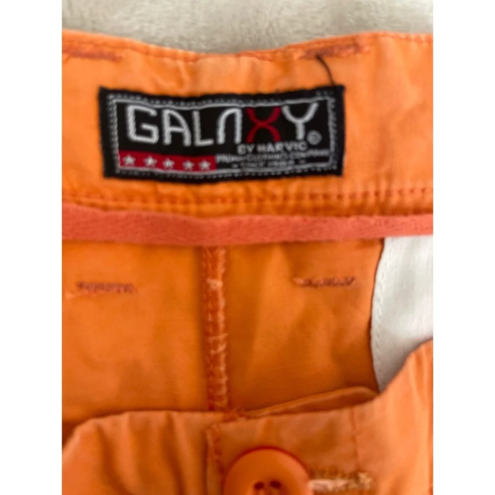 Galaxy by Harvic Mens Orange Flat Front Chino Pants Cotton Straight Leg Size 34
